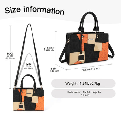 [Large PU Tote] Large Capacity PU Tote Bag | Adjustable Strap, Zip Closure, Casual Geometric Pattern in Beige/Pink/Purple/Blue/Black | Ideal for Daily Commute, Travel & Shopping