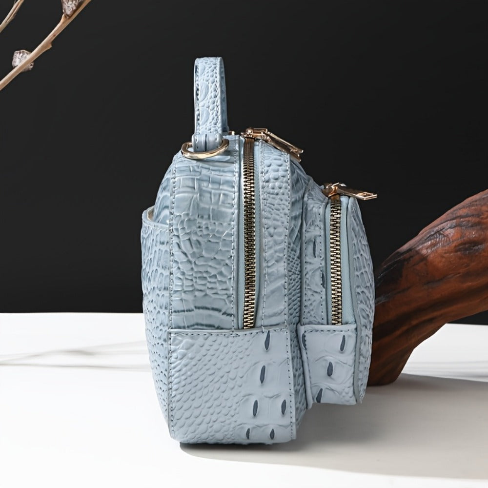 Crossbody Bag for Women – Vegan Leather, Crocodile Pattern Top Handle Satchel | Bag Vero – detail view 10