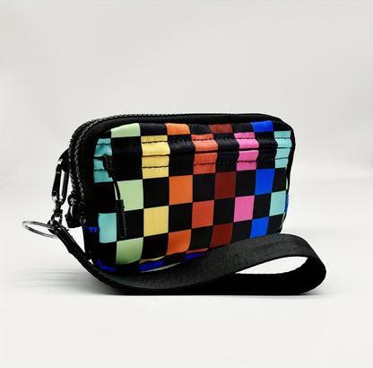 2pcs Bags Checkered Crossbody Bum Bag& Wristlet Wallets Checkered Set Belt Bag with Shoulder Strap Adjustable Crossbody Bag Spacious Spacious Purse for Essentials Plus Size Friendly Strap Large Sling Bag Travel Handbags Checkered Belt Bag