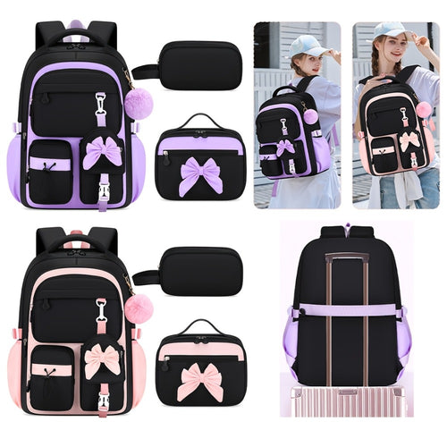 Set of 3 Bow Bags - Spacious School Backpack with Tablet Pocket, Lightweight Teen Laptop Bag Ideal for Travel, Gifts for Birthdays/Christmas, Back-To-School And Everyday Use, for Teens, for Teenager, For Teenager