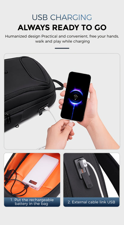 [FENRUIEN Chest Bag] FENRUIEN Men's Chest Bag - Multifunctional Shoulder Crossbody Bag - Compact Backpack for 9.7-Inch Tablets - Convenient for Summer Outings