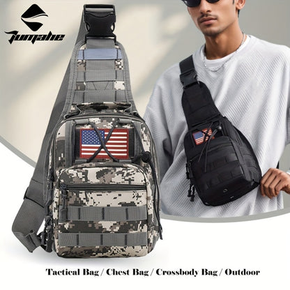 Tactical Chest Bag for Men Women - Digital Camo Design - Multiple Compartments & Molle System - Perfect for Outdoor, Hiking, Cycling, Enthusiasts - Small Items Carrier with US Flag Patch, Outdoor Gear, Hiking Accessories, Rugged Look, Sturdy Zipper, Highq