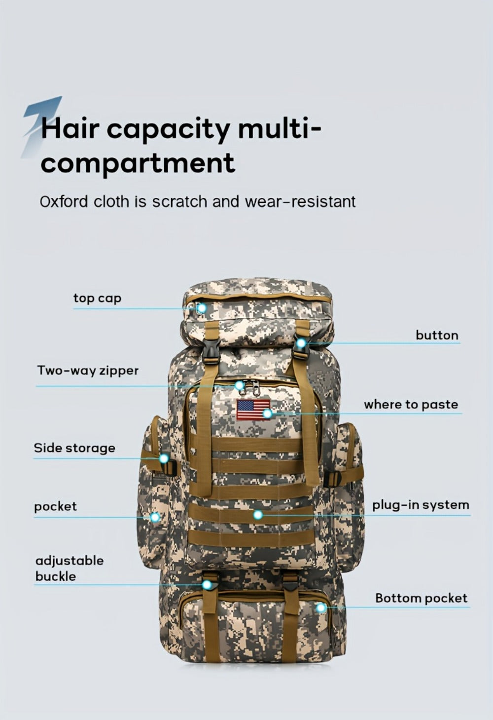 Travel Backpack – 80L, 80l Tactical Molle System Multi | Bag Vero – detail view 30