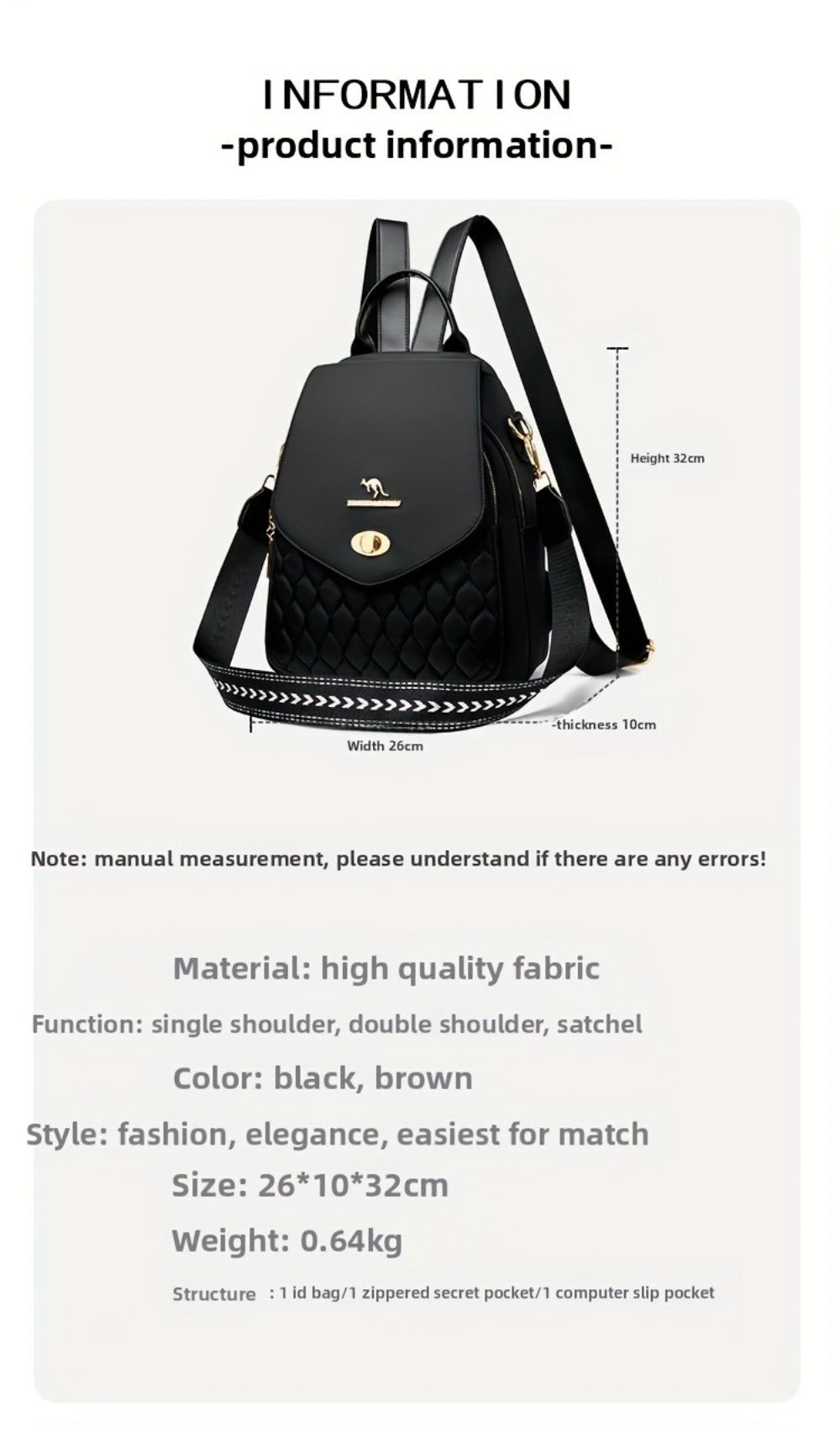 Trendy Urban Fashion Women'S Backpack - High-grade Texture And Pattern Design, Elegant And Practical, Golden Hardware Embellishment, Suitable For Commuting, Leisure, Travel, Ideal Holiday Gift