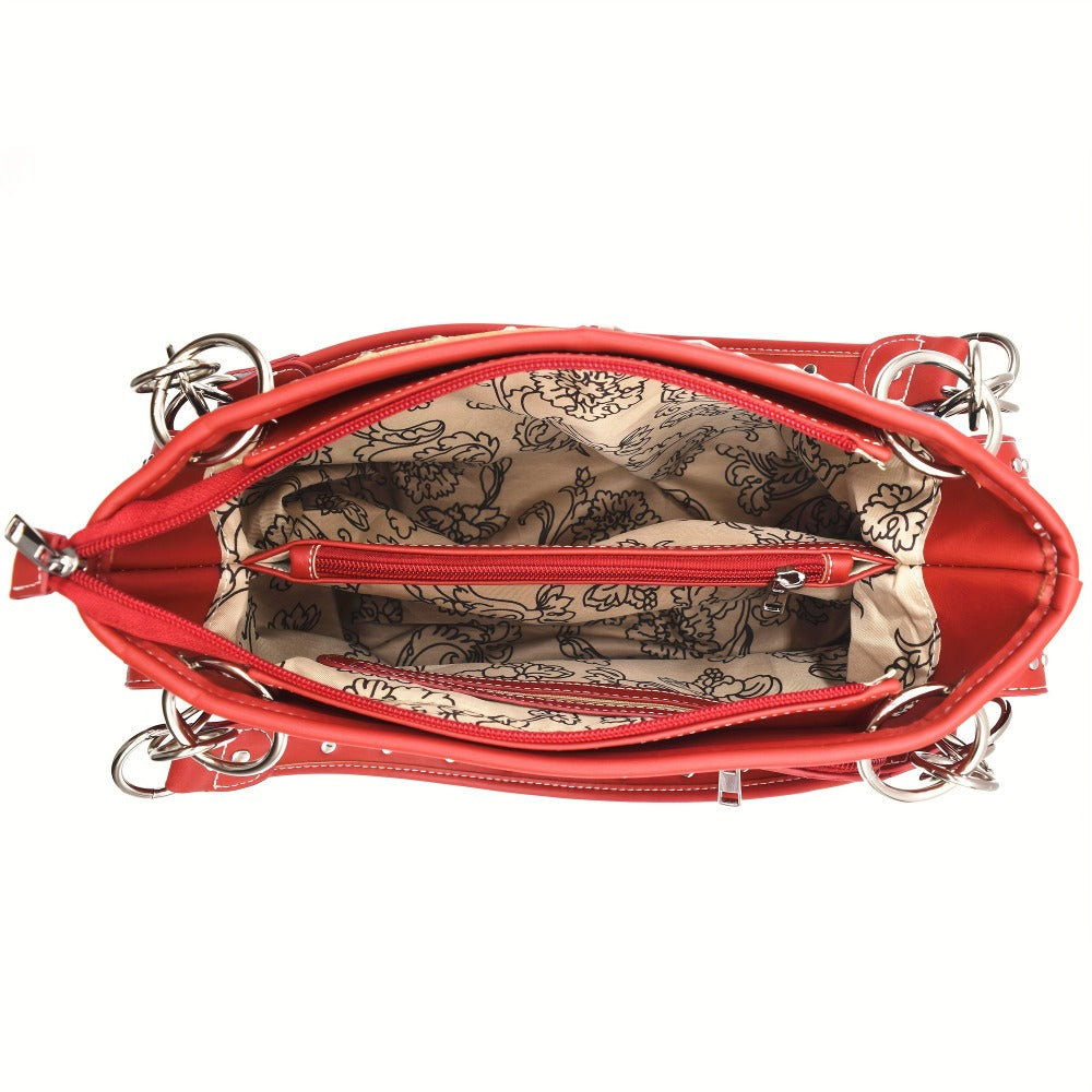 American Flag USA Stars And Stripes Patriotic Faux Leather Purse Women Rhinestone Country Handbag Wallet Set Red White And Blue