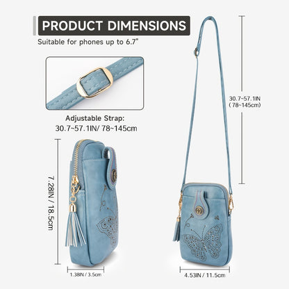 1pc APHISON Elegant Butterfly Print Crossbody Bag For Women, Lightweight Faux Leather Mini Cell Phone Purse With Adjustable Strap And Tassel Detail, Animal Theme, Zip Closure, Anti-Fade, Faux Leather Lining PU Shoulder Tote Bag Gift For Mom Zipper