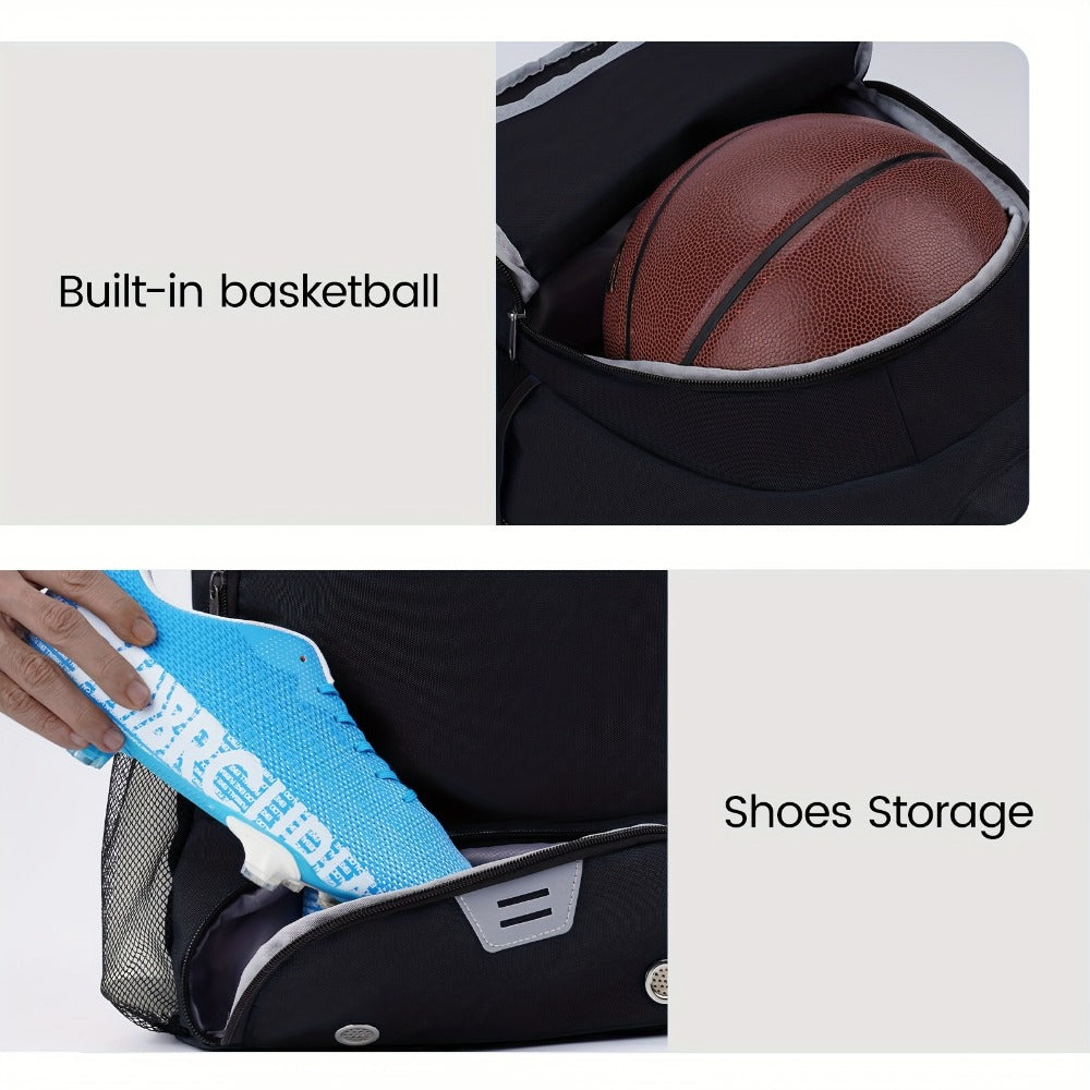 Basketball Backpack Gym Bag Sports Drawstring Bag Lightweight Ventilated Bag Swimming Backpack Beach Backpack for Women Men Backpack for Soccer & Volleyball Football Includes Shoe & Ball & Laptop Compartment