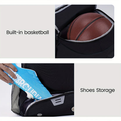 Basketball Backpack Gym Bag Sports Drawstring Bag Lightweight Ventilated Bag Swimming Backpack Beach Backpack for Women Men Backpack for Soccer & Volleyball Football Includes Shoe & Ball & Laptop Compartment