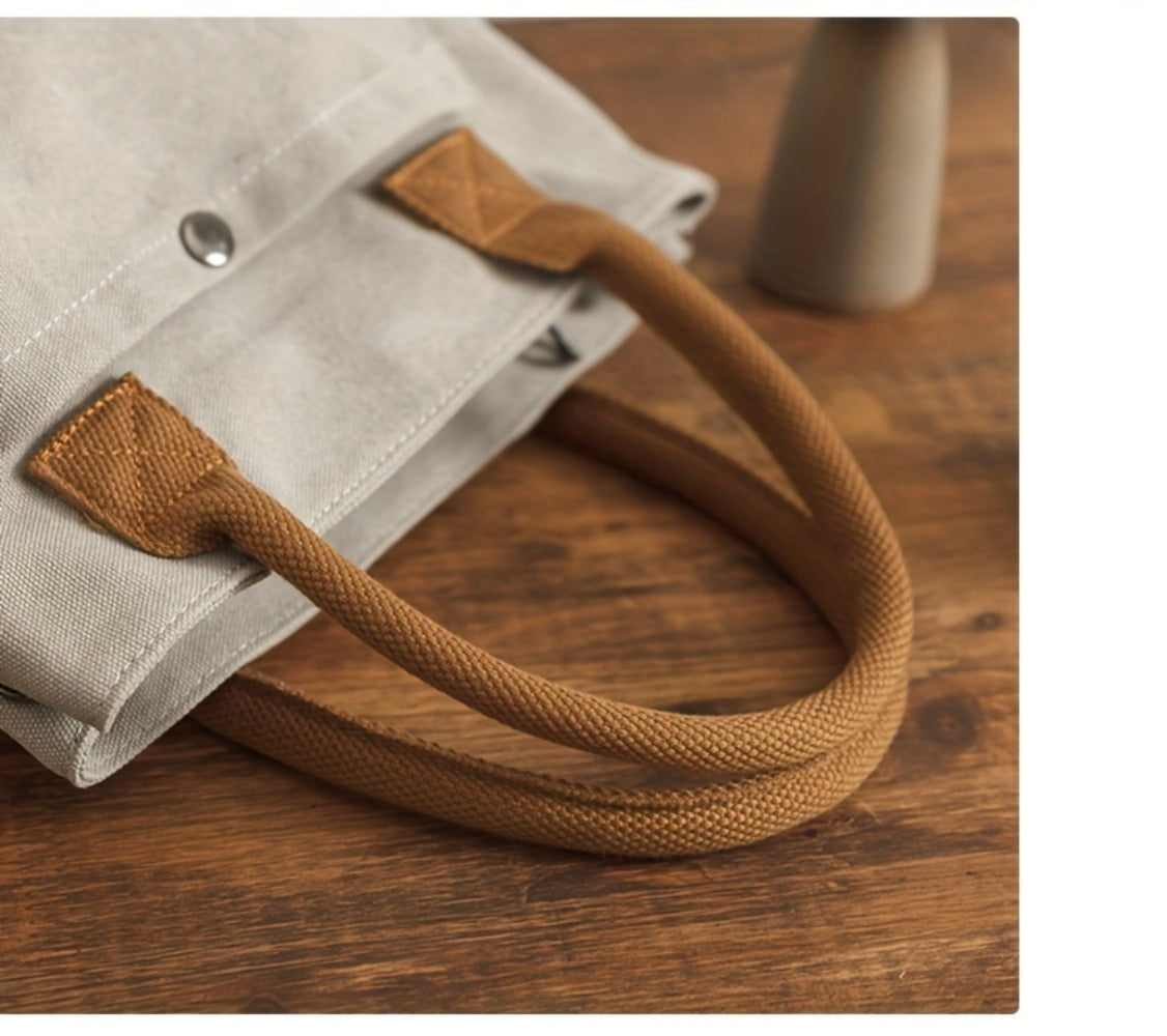Thickened Handbag; Simple And Leisure Hand-held Bag; Vintage Literary Style Fabric Bag; Bag for Commuting.