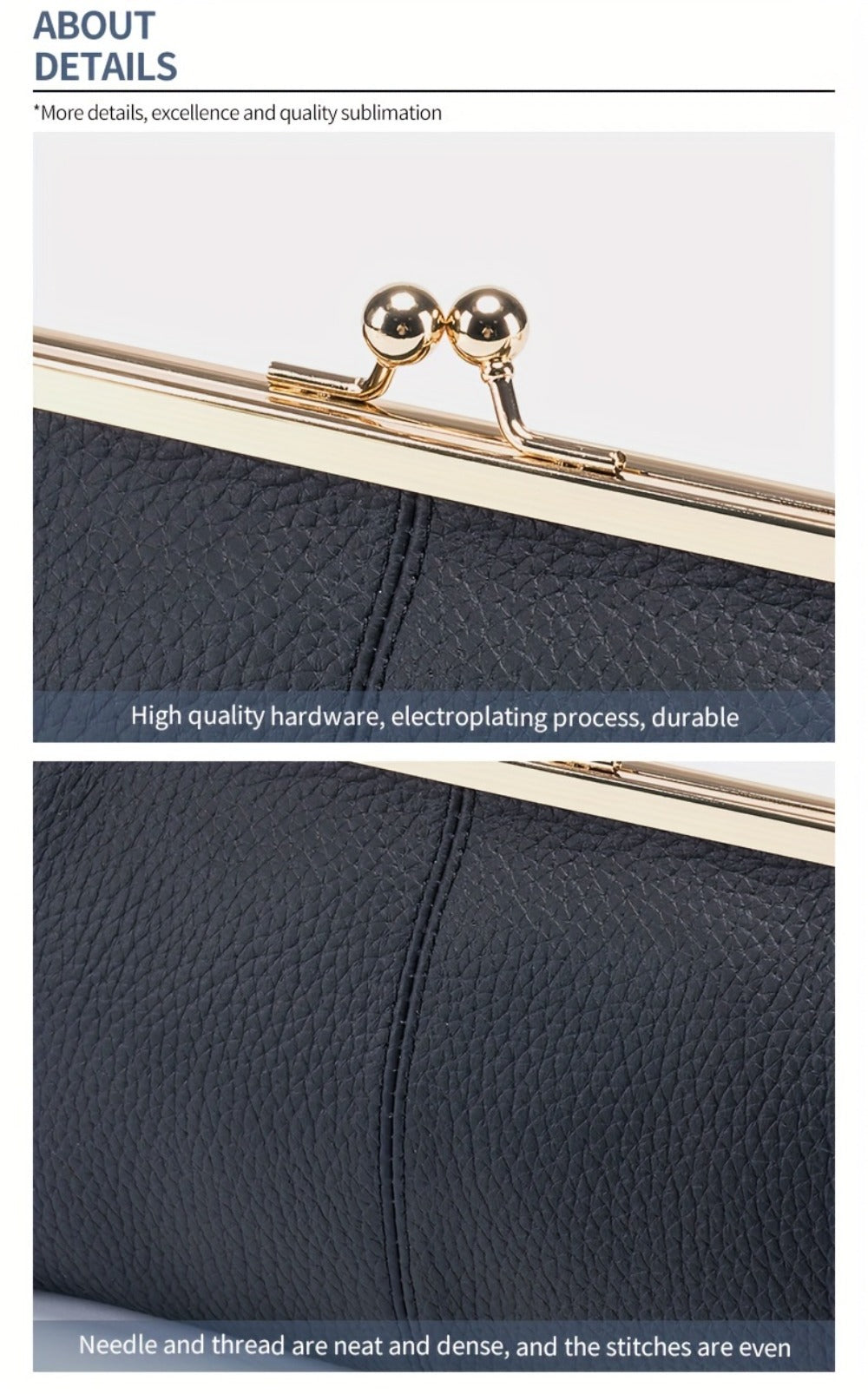 Trendy Genuine Leather Wallet, Solid Color Card Holder, Perfect Clutch Bag for Daily Use