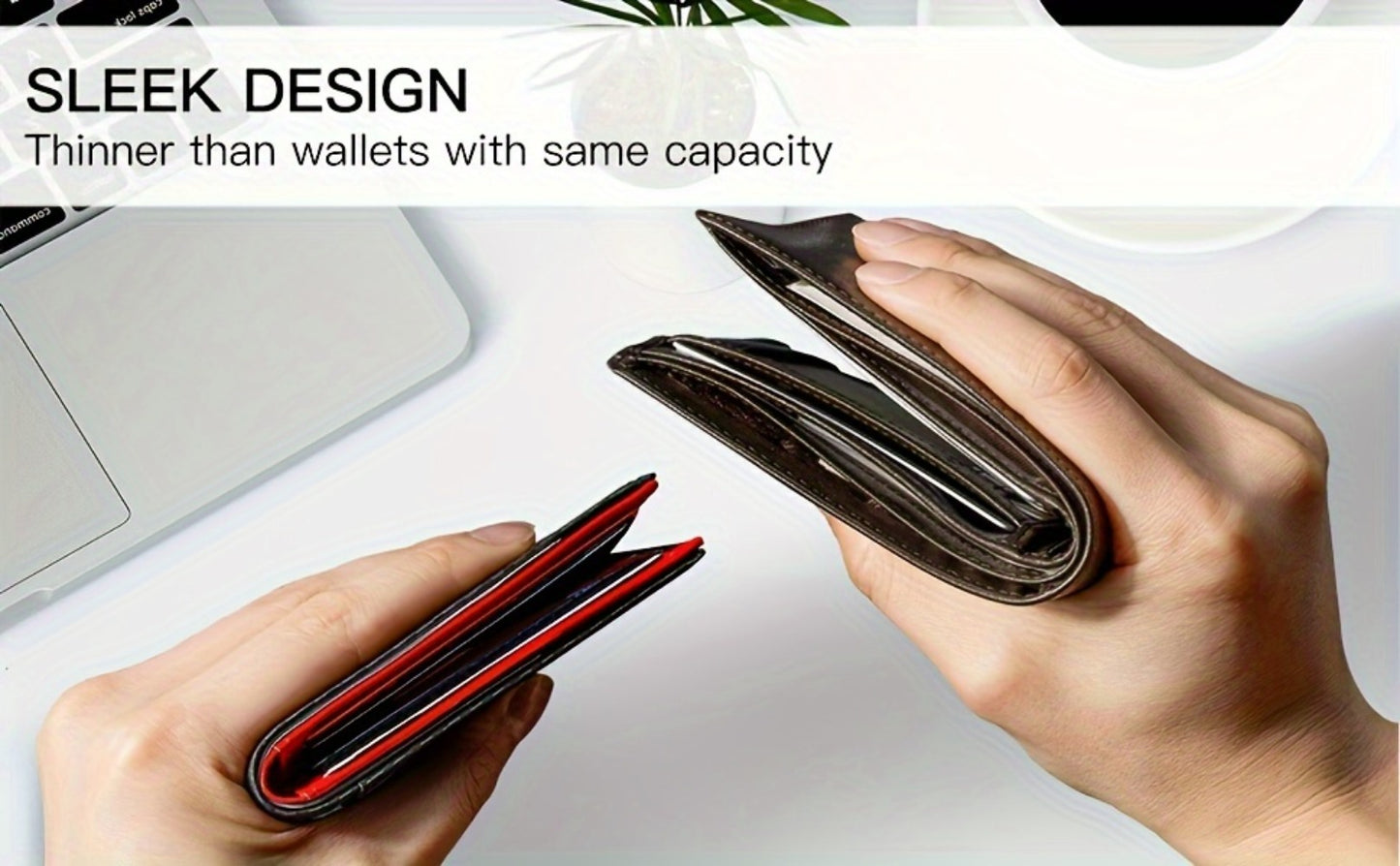 1pc Ultra-Thin Men'S Wallet - Carbon Fiber Inspired, RFID-Blocking, Minimalist Design - Perfect for Daily Use & With Stylish Gift Box