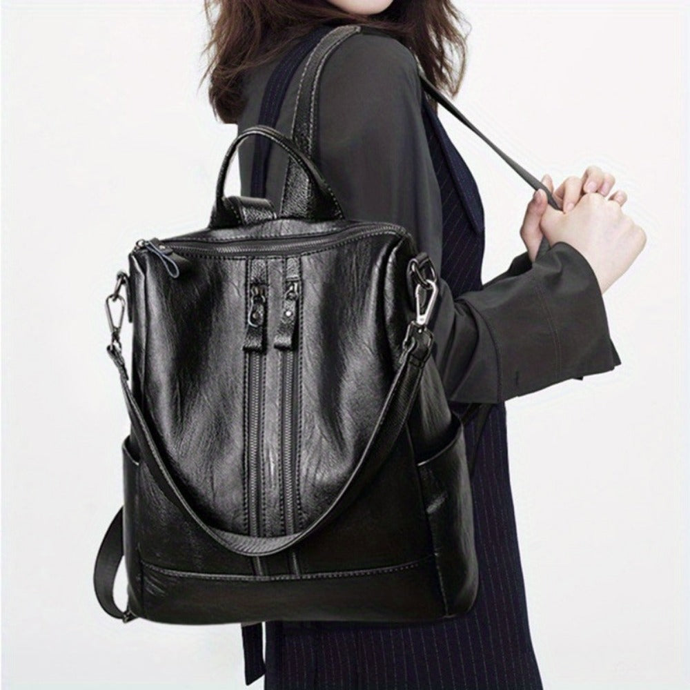 Laptop Backpack – Vegan Leather, Multi-Pocket, Large Capacity, for Travel & Work | Bag Vero – detail view 11