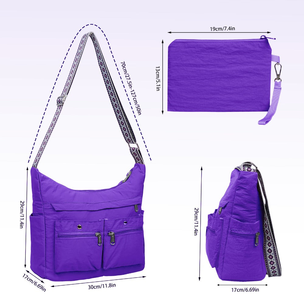 Nylon Crossbody Bag Set (2PCS) for Women and Men– Lightweight Waterproof Multi-Pocket Shoulder Bags, Lightweight Travel Purses, Casual Messenger Handbags for Daily Use, Work, Shopping, Outdoor