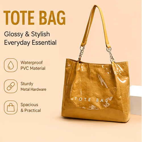 New Stylish Women'S Multi-Functional Bag, PVC Shoulder Crossbody Tote Bag, Sleek Minimalist Design Handheld Shopping Carryall, Spacious for Cosmetics And Daily Essentials, Ideal for Shopping, Travel, Camping, Beach Trips