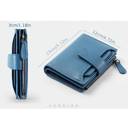 RFID Blocking Bifold Wallet for Women Compact Soft Faux Leather Card Holder with Zipper Coin Pocket & 4 ID Windows Slim Minimalist Small Wallet