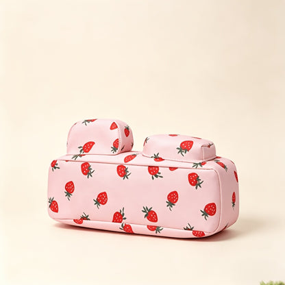 Nylon Fashionable Multi Pocket Water Cup Bag, Gym Bag, Tropical Ethnic Style Cute Strawberry Printed Large Capacity Women'S Tote Shoulder Bag Commuter Bag, Dry Wet Separation Lightweight Handbag, Suitable For Travel, School, Shopping, Dating, Beach