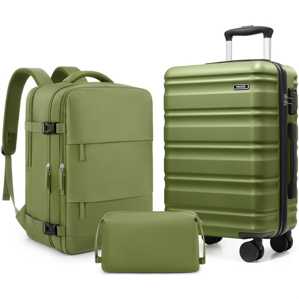 MIUSSE Luggage Set Of 3pcs, 20 Inch Hand Luggage, Durable 100% ABS Material, TSA Lock Wheel Extension Handle Luggage Set, Luggage Set With Fully Lined Interior