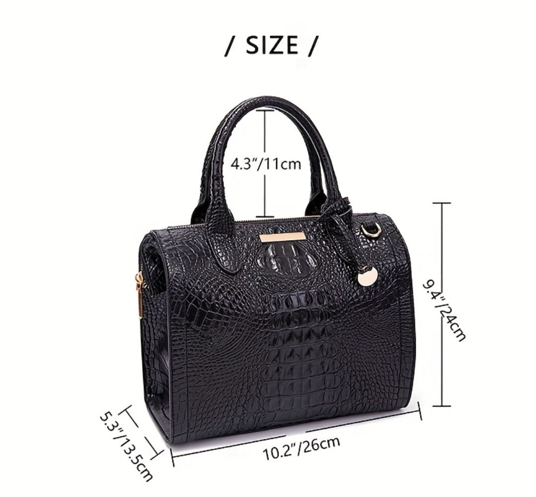 [Crocodile Patterned Handbag] Fashionable And Colorful Crocodile Patterned Handbag, A Visual Feast Of Multi-Color Gradient Fusion, Craftsmanship Texture, And Exquisite Metal Accessories Embellishment. Large Capacity Design Meets Diverse Needs