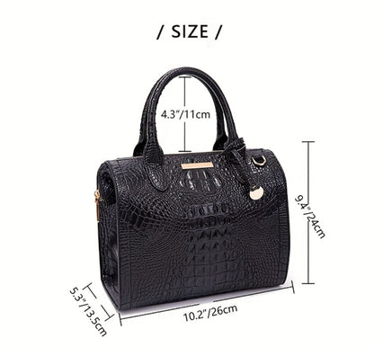 [Crocodile Patterned Handbag] Fashionable And Colorful Crocodile Patterned Handbag, A Visual Feast Of Multi-Color Gradient Fusion, Craftsmanship Texture, And Exquisite Metal Accessories Embellishment. Large Capacity Design Meets Diverse Needs