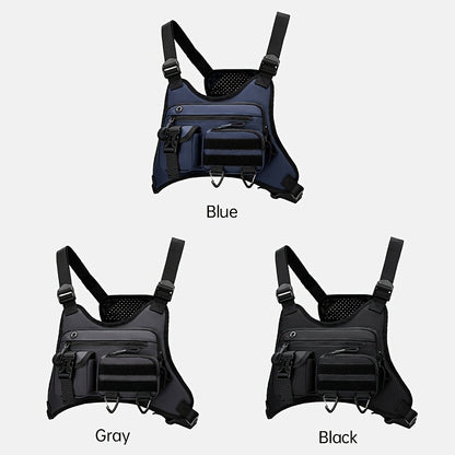 A Men's Multi Style Sports Chest Bag with Hollowed Out Design Tactical Backpack, Suitable for Multiple Scenarios