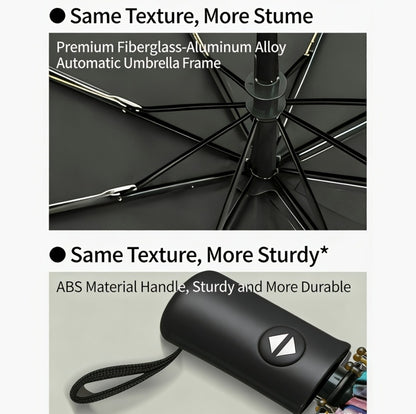 Automatic Opening And Closing Umbrella - Stained Glass Butterfly Pattern, Sturdy 8-Frame Construction, Portable Folding Design, Halloween And Christmas Gift, Multi-Functional Umbrella Suitable for All Occasions