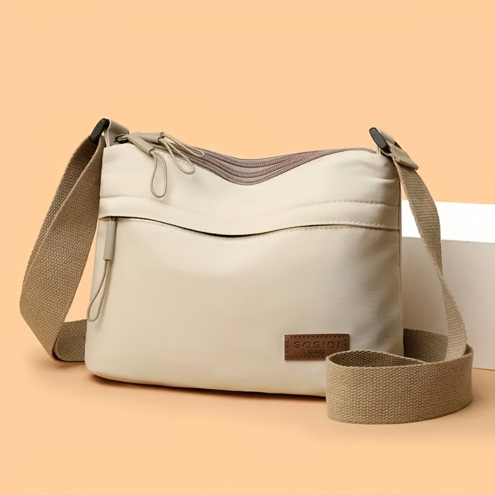 Women'S Large-Capacity High-Quality Casual Solid Color Crossbody Bag | With Adjustable Shoulder Strap And Zipper Closure - Elegant Gray/White/Pink/Black Canvas Bag With Compartments For Organized Storage Inside