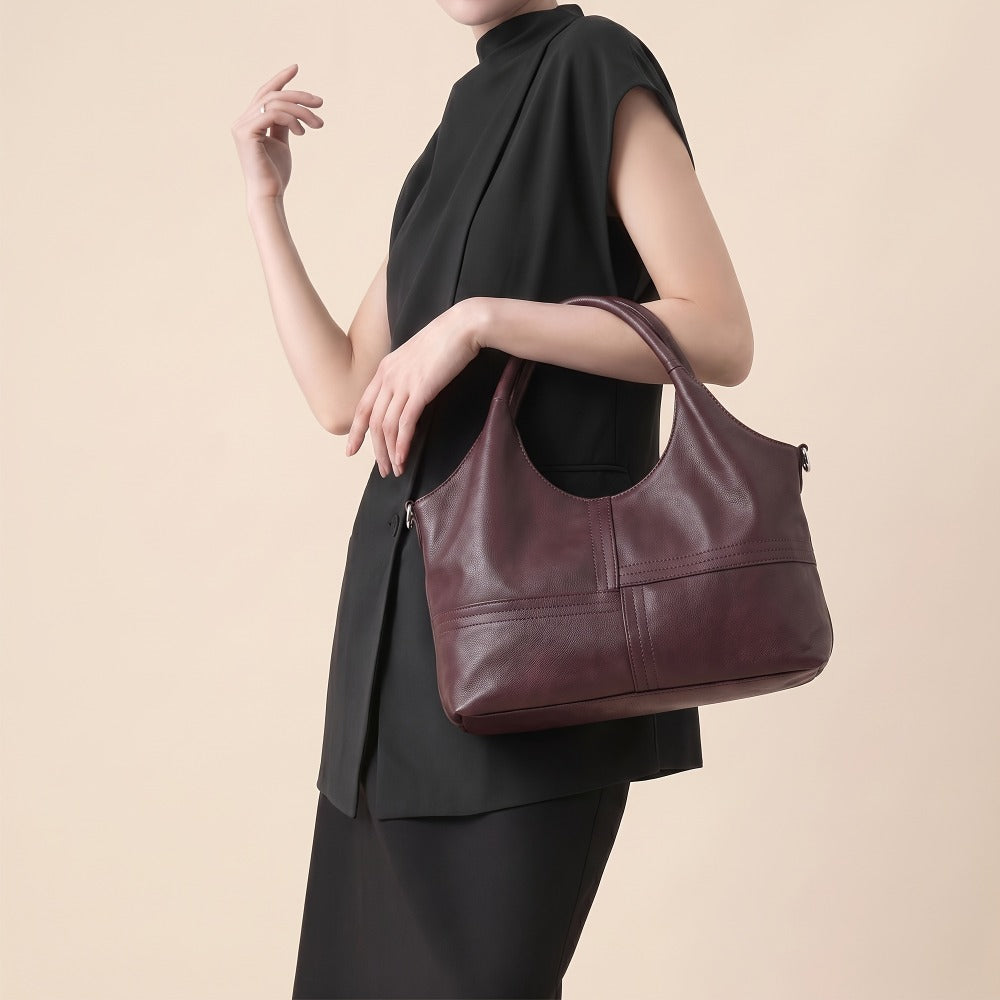 Elegant Genuine Leather Handbag For Women Designer Crossbody Shoulder Satchel With Adjustable Strap, Top Handle, And Secure Zipper Closure, Black, Designer Handbags