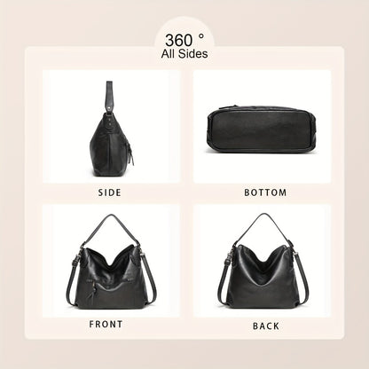 New Fashion Large Capacity Solid Color Easy Pu Soft Pitot Bag Daily Leisure Commuter Ladies Travel Crossbody Handbag