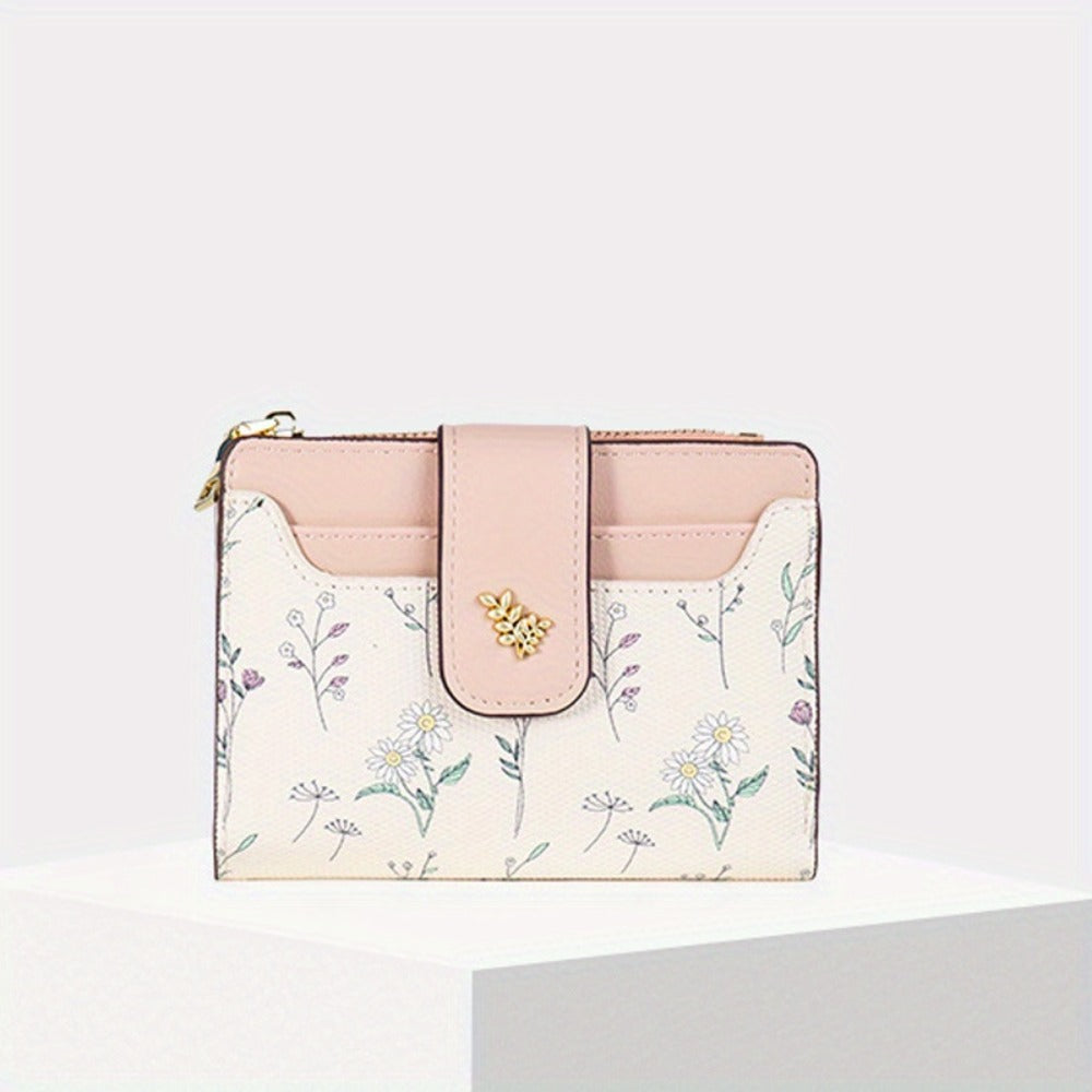 Chic Floral Wallet for Women - Compact Card Holder with Snap Closure