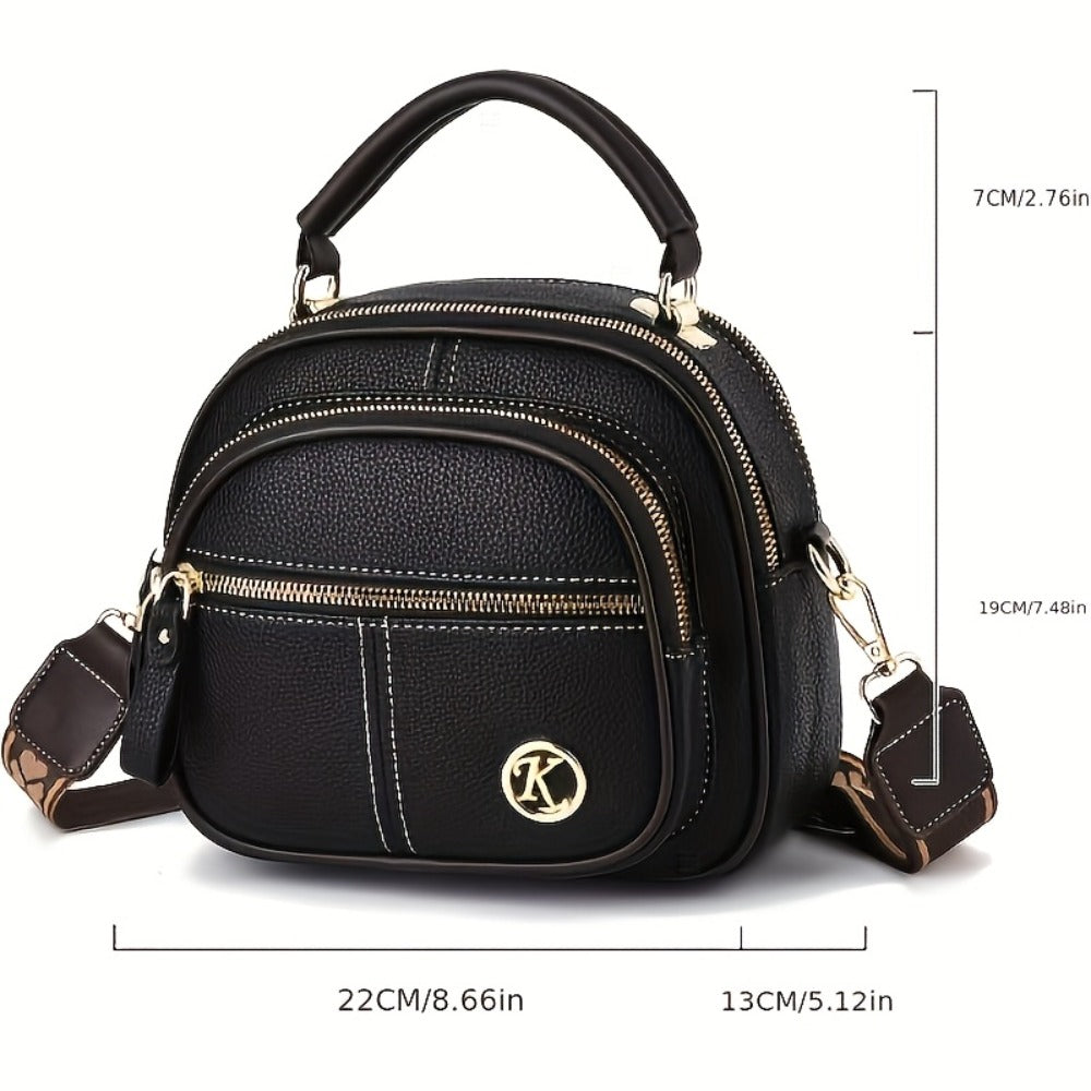 Ladies' Fashionable And Versatile Small Handbag, Multi Pocket Casual Single Shoulder Crossbody Bag, Layered Design with Adjustable Shoulder Straps