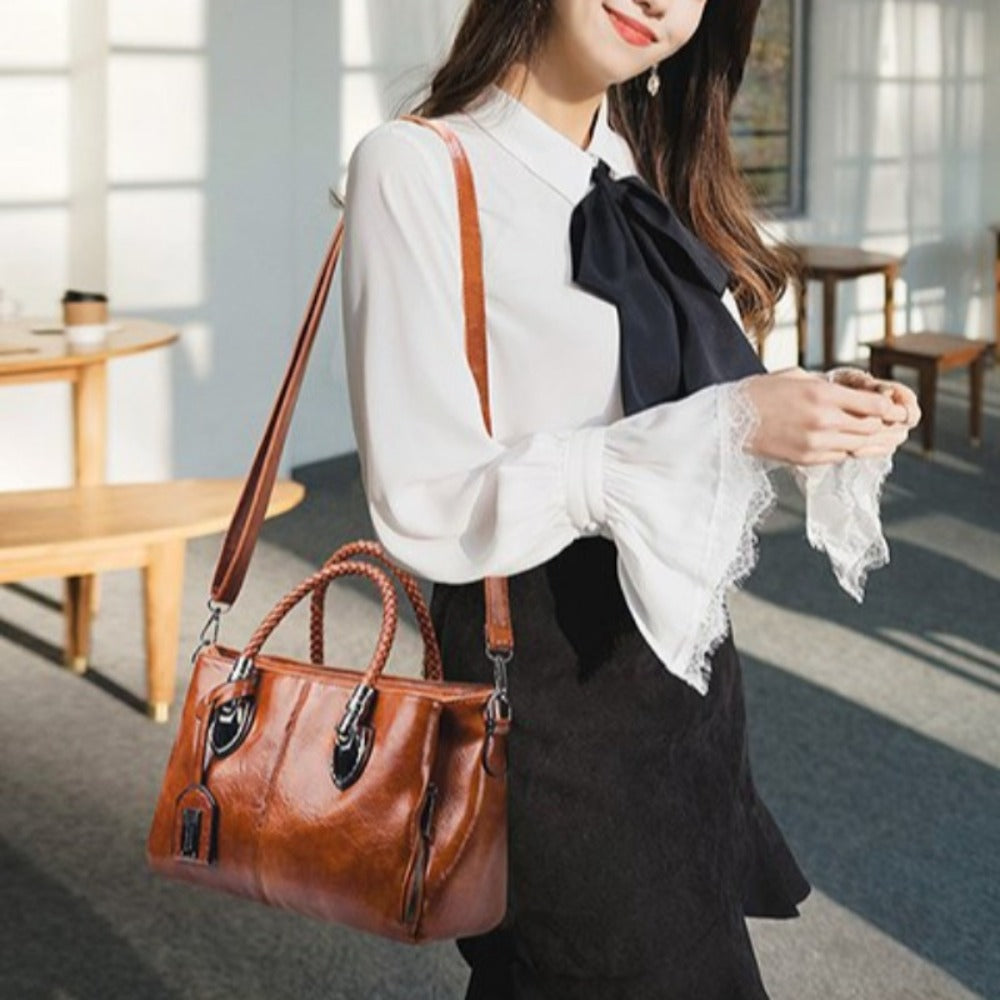Women'S Vintage Large Capacity Hand Tote Bag - Single Shoulder Design with Detachable Straps, Perfect for Everyday Use