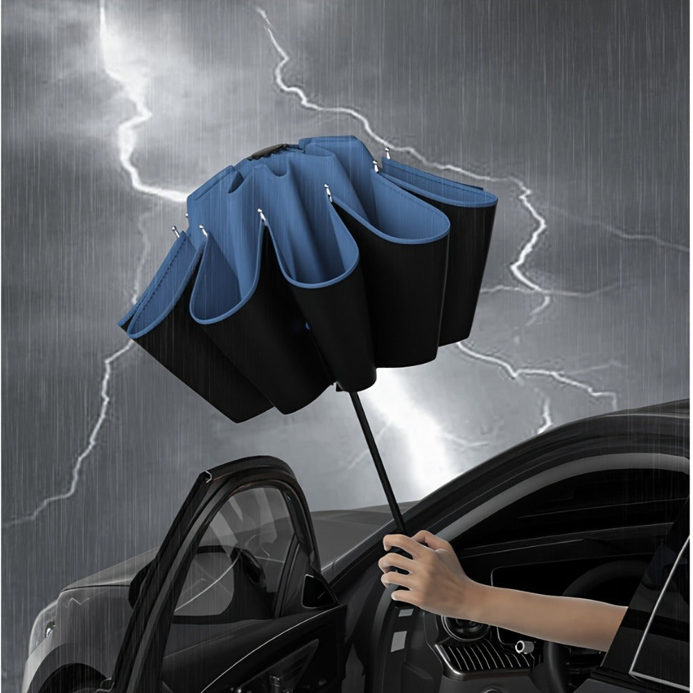 Extra Large Windproof Umbrella with 12-Rib Double-Sided UV Protection - Manual Open, Durable Iron Frame & Silicone Handle, Sleek Black Compact Foldable Design for Family, Outdoor, Commuting Use