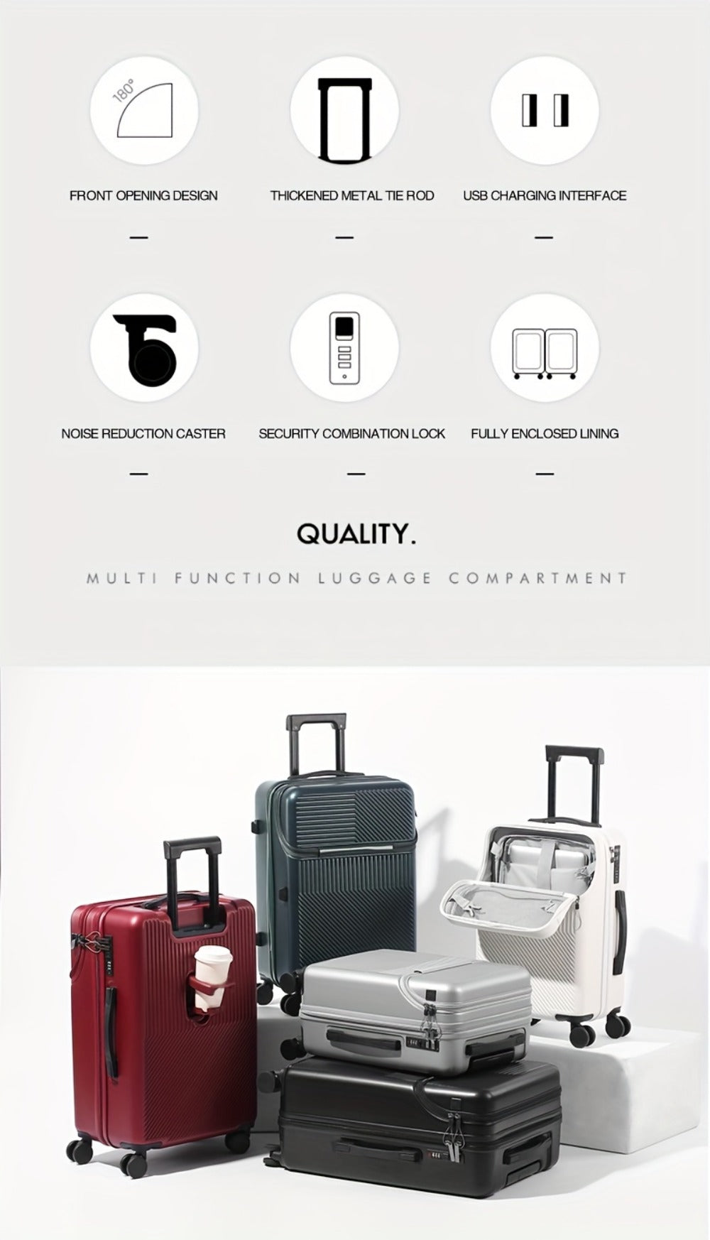 All-purpose Luggage Is A Must-have for Travel. 20-inch Luggage Is Available with USB