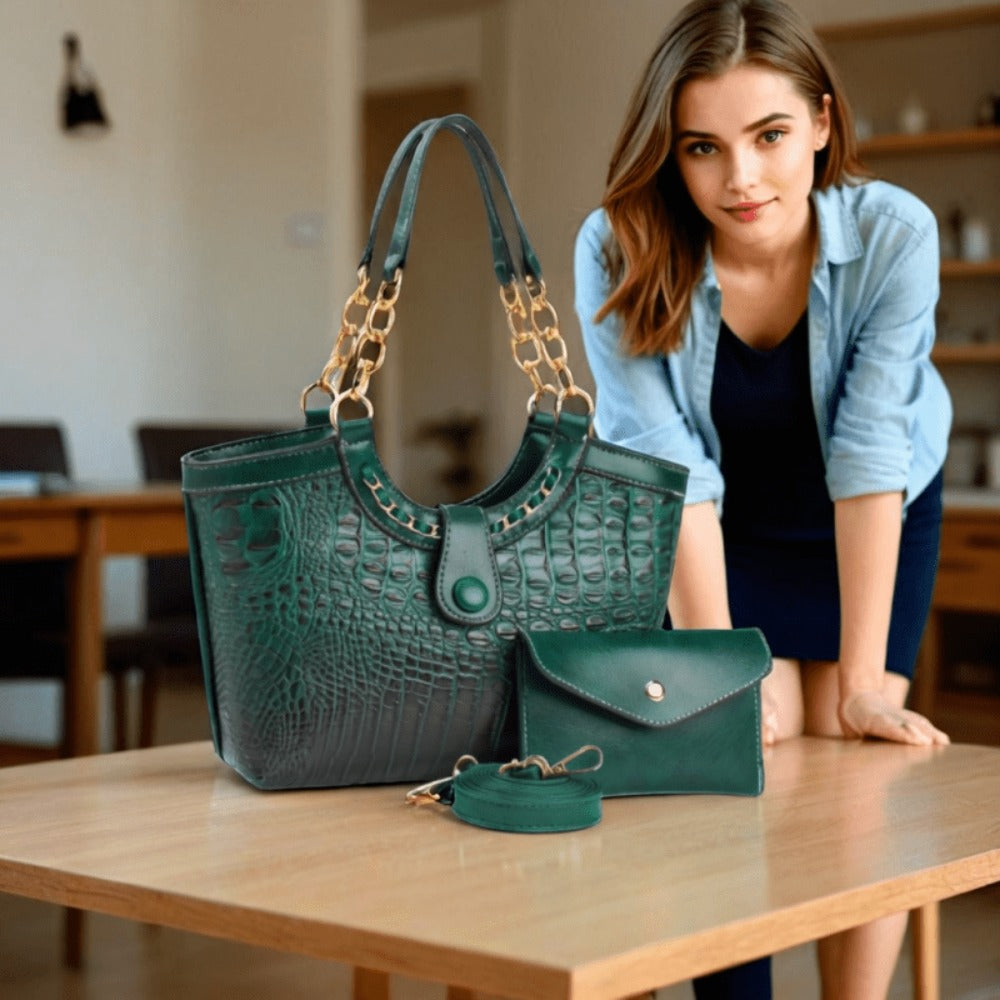 2pcs PU Crocodile Embossed Women'S Bag Set, Made of High-Quality Hardware And Materials, Suitable As a Shoulder Bag Or Crossbody Bag for Gifts
