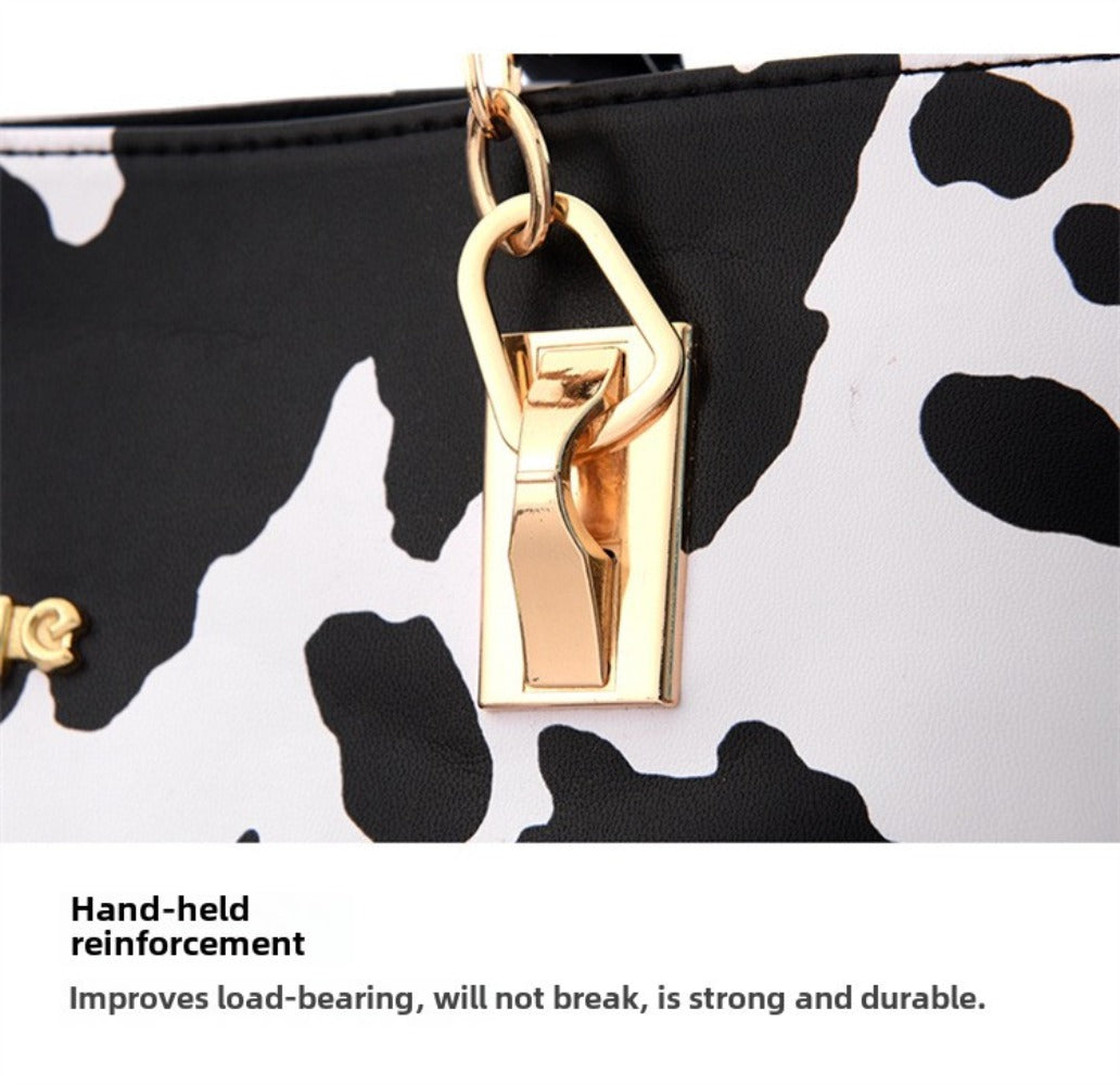 6pcs Set PU Fashion Cow Pattern Tote Bag Set, A Cost- Women'S Shoulder Bag, Crossbody Bag, And Wrinkle Resistant Handbag, Suitable As A Gift