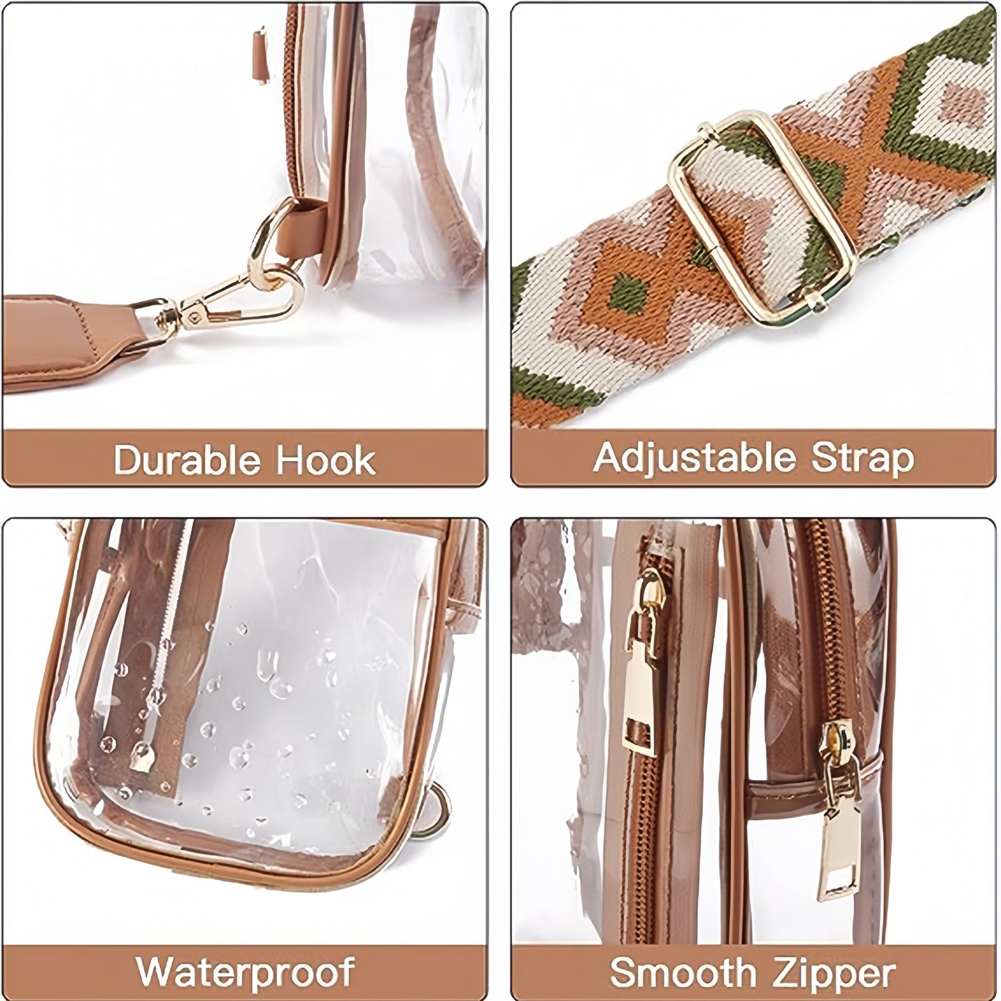 Clear Sling Bag, Clear TPU Fanny Pack, Stadium Approved Crossbody Bag,Transparent Chest Bag with Adjustable Strap,Crossbody Purses for Concerts Sports