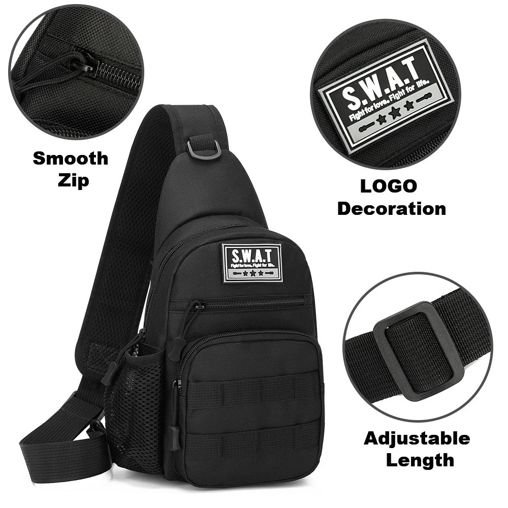 Men's Chest Bag with Adjustable Strap Men's Crossbody Canvas Shoulder Bag, Men's Backpack For Outdoor Travel Sport Crossbody Sling Backpack Fanny Pack