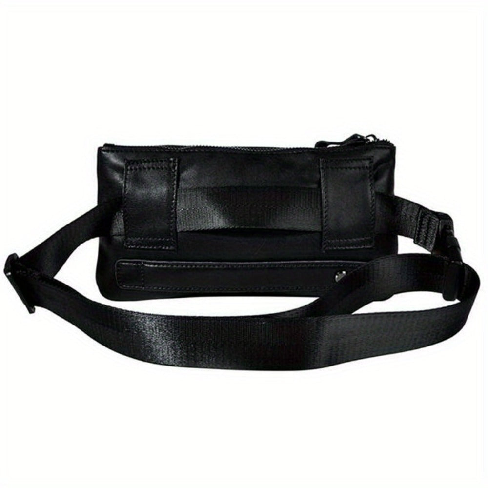 Stylish Retro Authentic Leather Hip Bag, Slim Phone Pouch, Vintage Crossbody Purse