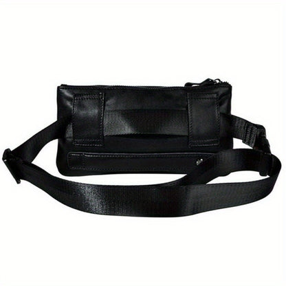 Stylish Retro Authentic Leather Hip Bag, Slim Phone Pouch, Vintage Crossbody Purse