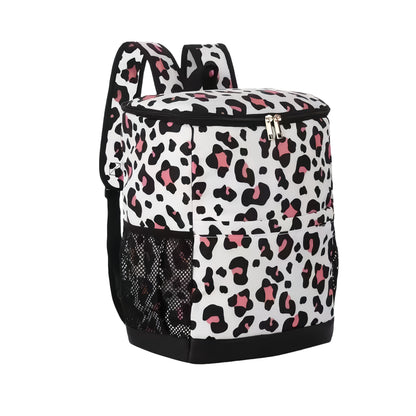 Leopard Print Insulated Cooler Backpack Large Capacity 7.93gal Lunch Bag Soft Cooler Bag for Beach Picnic Tailgate Camping Travel