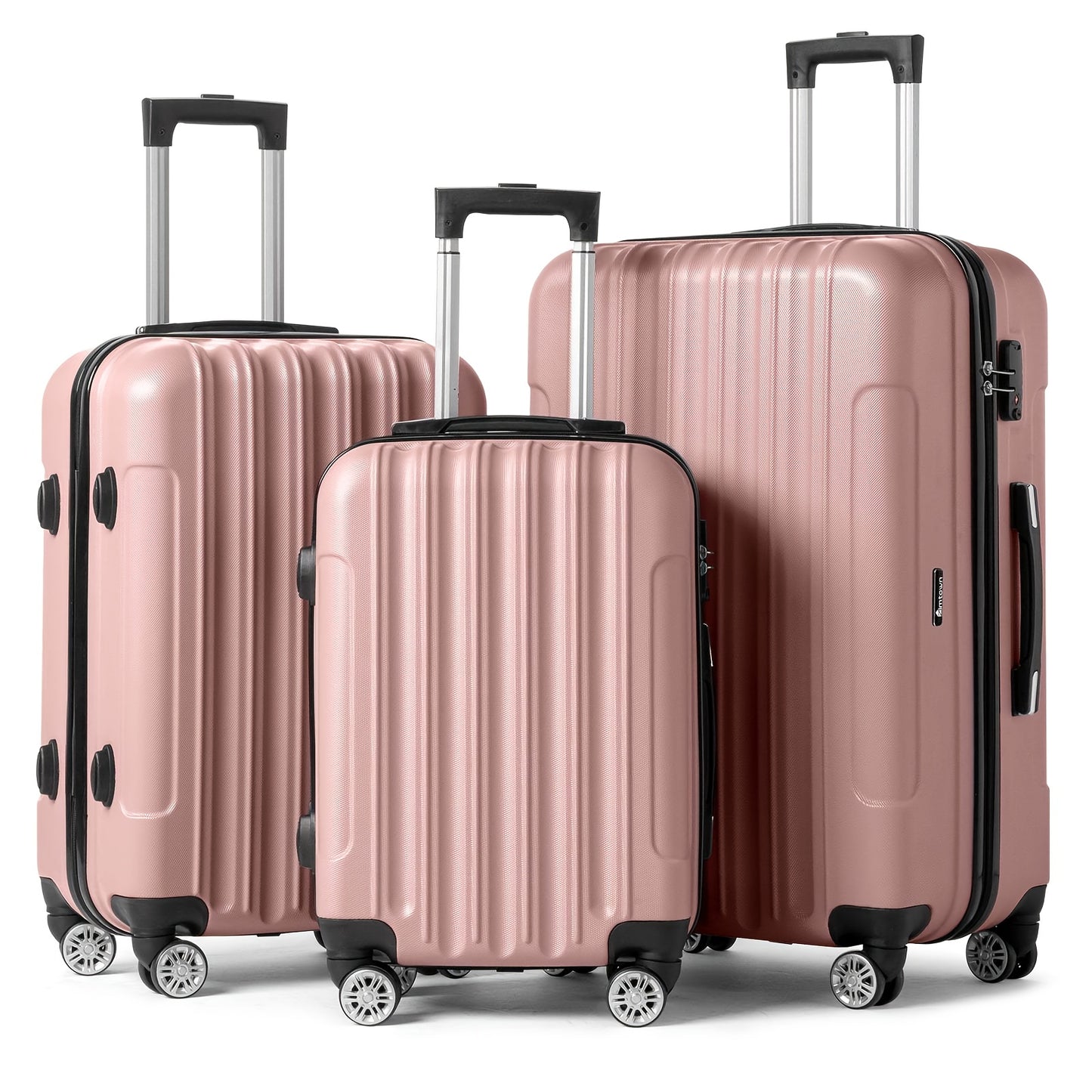 3pcs Hard Luggage Set with Combination Lock And 360° Spinner Wheels - Lightweight Carry-On Check-In Suitcases (20"/24"/28"), Durable PP And Iron-Aluminum Frame, Zipper Closure for Business Travel, Airplane, Train