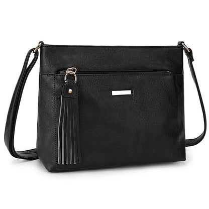 Women' Large Capacity PU Fringe Crossbody Bag with Adjustable Strap & Zipper Closure - Minimalist Fringe Accent Shoulder Purse Suitable for Daily Commuting, Travel, &