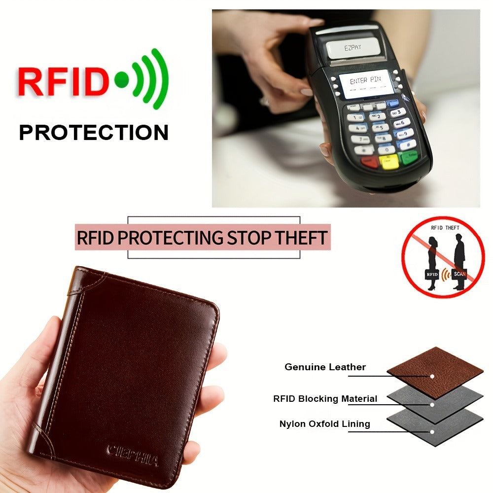 Men's Wallet – RFID Blocking, Oil Wax Leather Trifold Rfid | Bag Vero – detail view 7