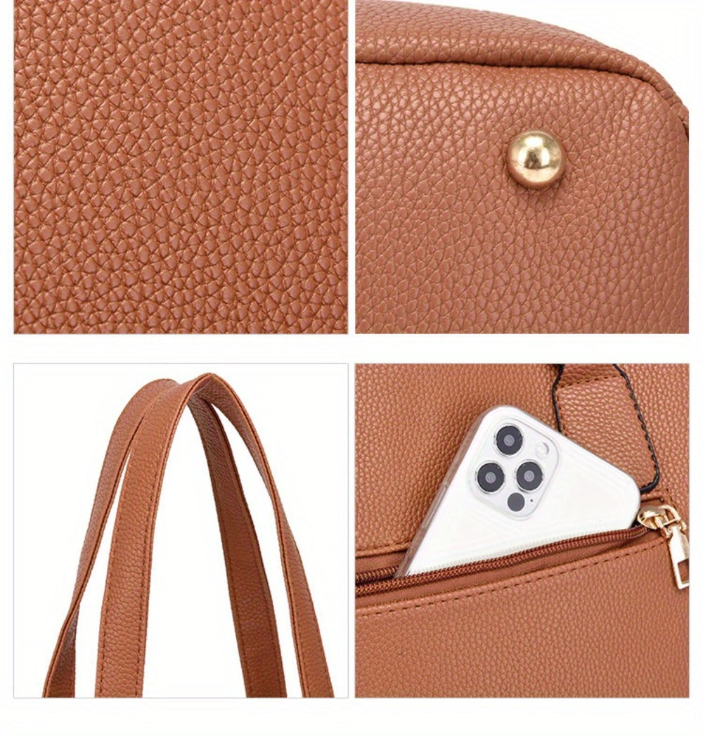 6pcs Retro Large Crossbody Bag with Adjustable Strap & Zipper Closure - Multi-Piece Bun Female Bag Set,/ Shoulder Purse Suitable for, Travel, Daily Use,Portable