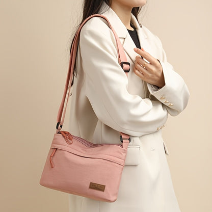Spacious Canvas Tote for Women - Features Multiple Zippered Sections, a Versatile Crossbody Bag with a Easy Design, Equipped with 5 Pockets And an Adjustable Strap, Ideal for Work, Daily Travel, And Shopping