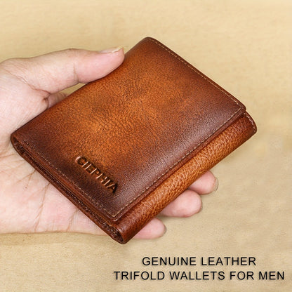 Men's Genuine Leather Bifold/Trifold Wallet, First Layer Cowhide RFID Blocking Vintage Wallet, Multi Function Credit Card Holder, Money Clips Gifts for Him Father's Day/Valentine's Day/Anniversary Gifts