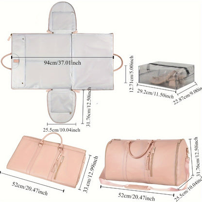 Convertible Garment Bag With Shoulder Strap, 4-in-1 Nylon Suit Travel Bag, Foldable Storage For Business Trips