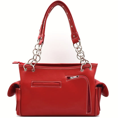 American Flag USA Stars And Stripes Patriotic Faux Leather Purse Women Rhinestone Country Handbag Wallet Set Red White And Blue