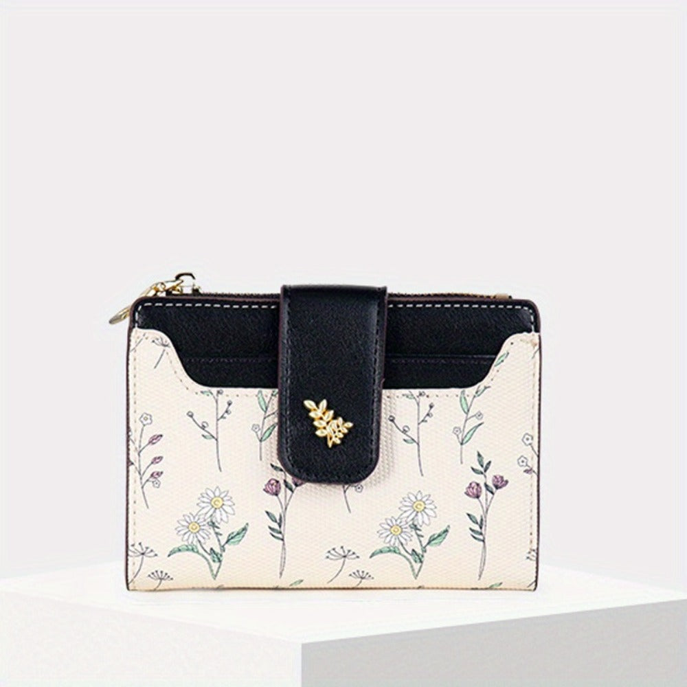 Chic Floral Wallet for Women - Compact Card Holder with Snap Closure