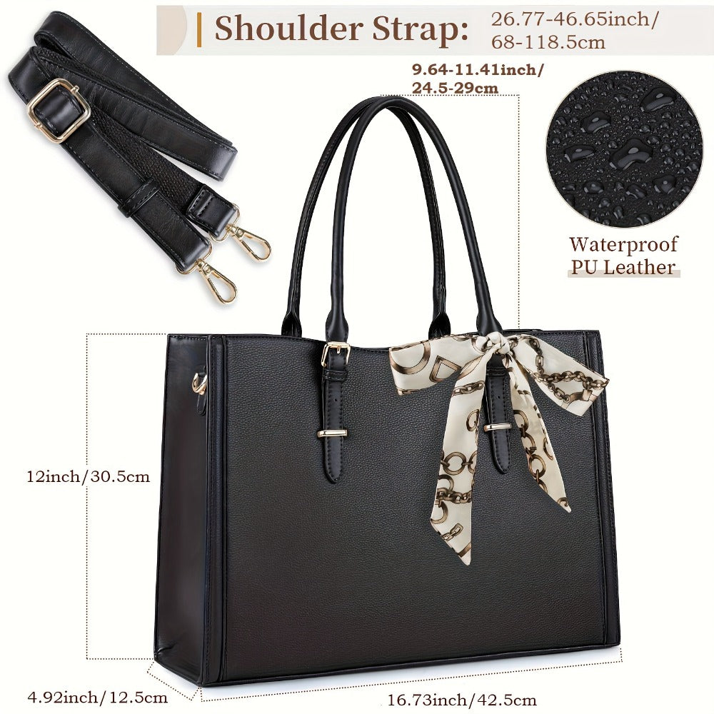 IGOLUMON Laptop Bag For Women 15.6 Inch Laptop Tote Bag Waterproof Work Bag Computer Briefcase School Bag Office Professional Large Capacity Handbag Shoulder Bag Black